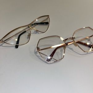 SET OF 2 - Clear lens glasses with gold metal frames